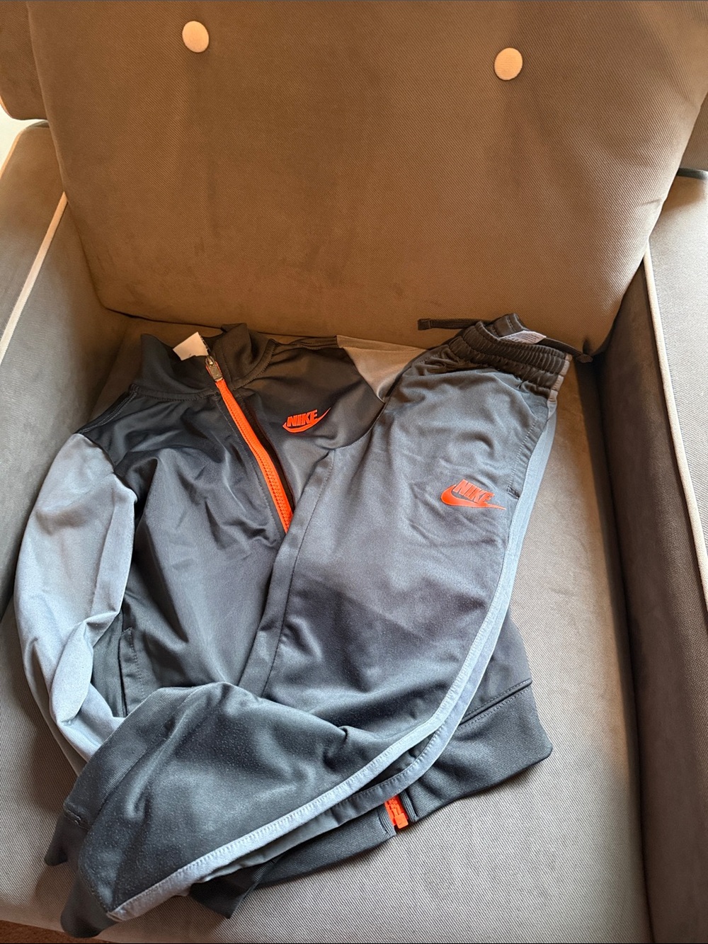 Nike Black & Gray Tracksuit with Orange Accents